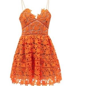 Self Portrait Orange Azaelea Mini Dress